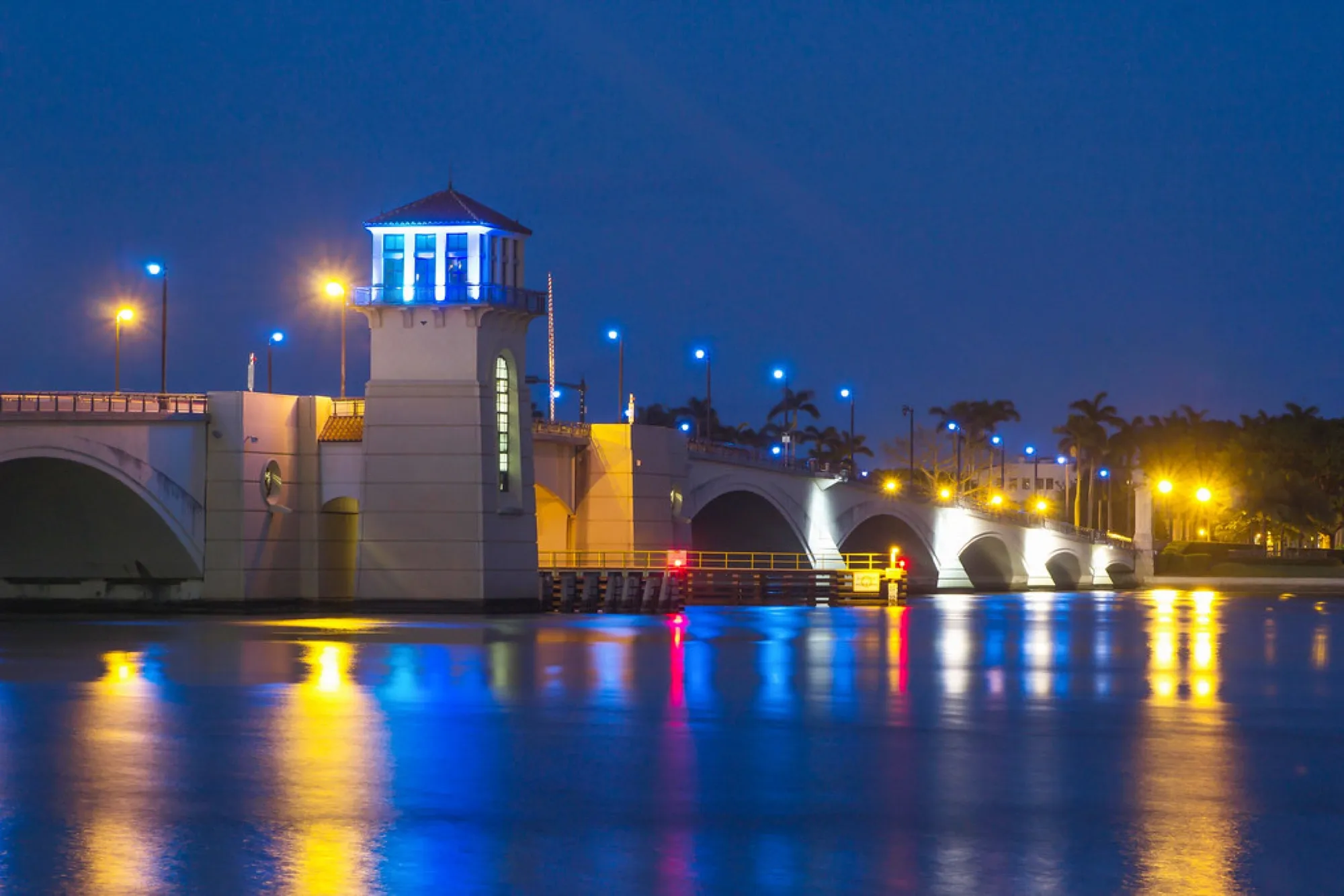 West Palm Beach bridge at dusk